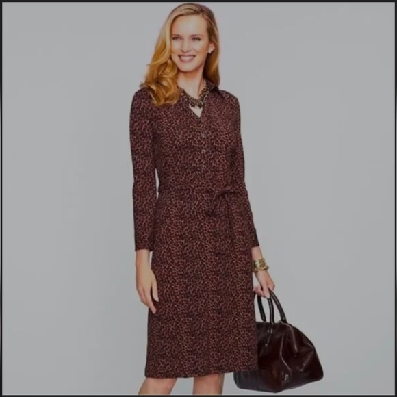 Talbots Dresses & Skirts - Talbots Animal Print Dress Tie Waist Large Stretch Large